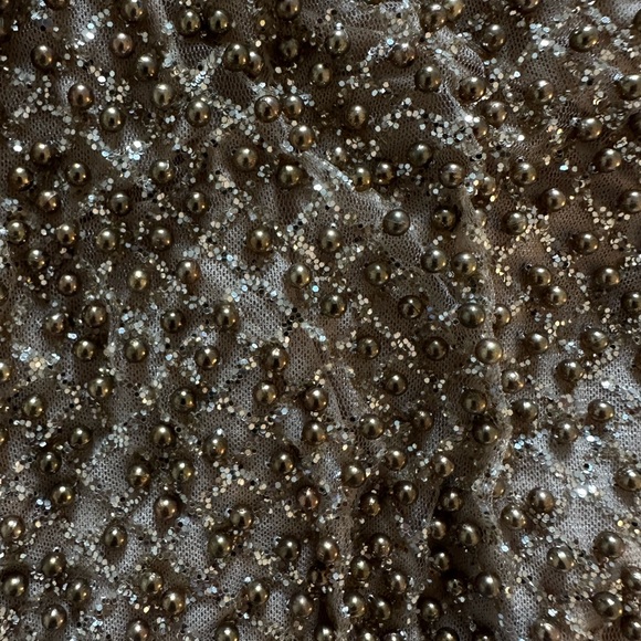 Oh Polly Drop a Glint Embellished Mini Skirt and Crop Top in Gold - Picture 5 of 6